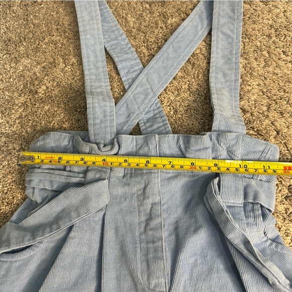 🎆 Urban Outfitters Paperbag Overall Skirt Corduroy Blue XS meadow cottage core - Picture 9 of 11